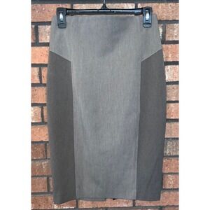Express Grey Colorblock Pencil Skirt High Waist Leopard Lining Back Zip Size 2